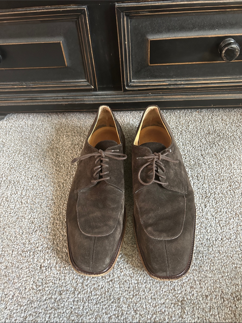 Salvatore Ferragamo Brown Suede Lace-Up Dress Shoes
